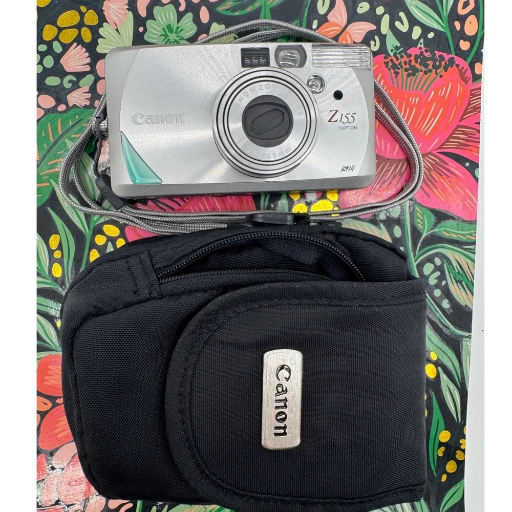 Canon Sure Shot Z155 Caption 35mm Film Camera Zoom Lens 37-155mm Silver Case